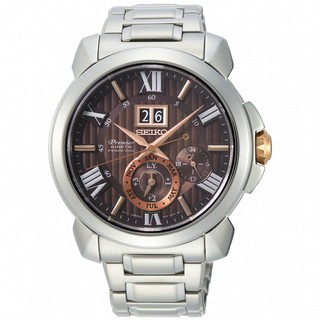 Seiko 精工錶 7D56-0AE0R(SNP157J1) Premier 廣告款人動電能自動追時腕錶/咖啡面43mm
