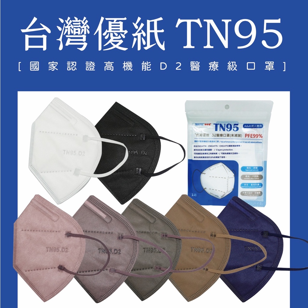 亞益 現貨附發票 台灣優紙 TN95 N95 醫療口罩 單片包裝 健康天使 高科技奈米五層防護層 專業防護口罩 台灣製