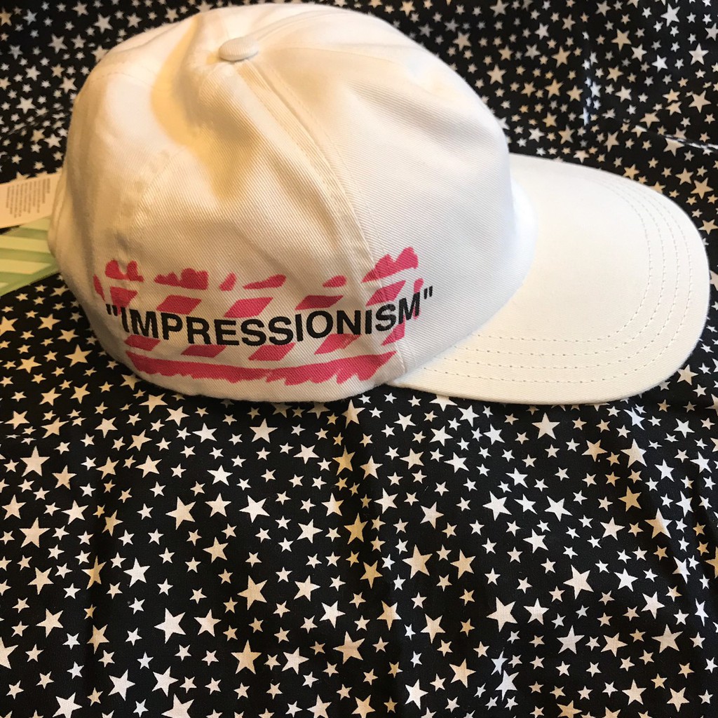 【贈品轉售低價出清】OFF-WHITE 19SS 粉色條紋字母帽子 斑馬線 棒球帽 白色