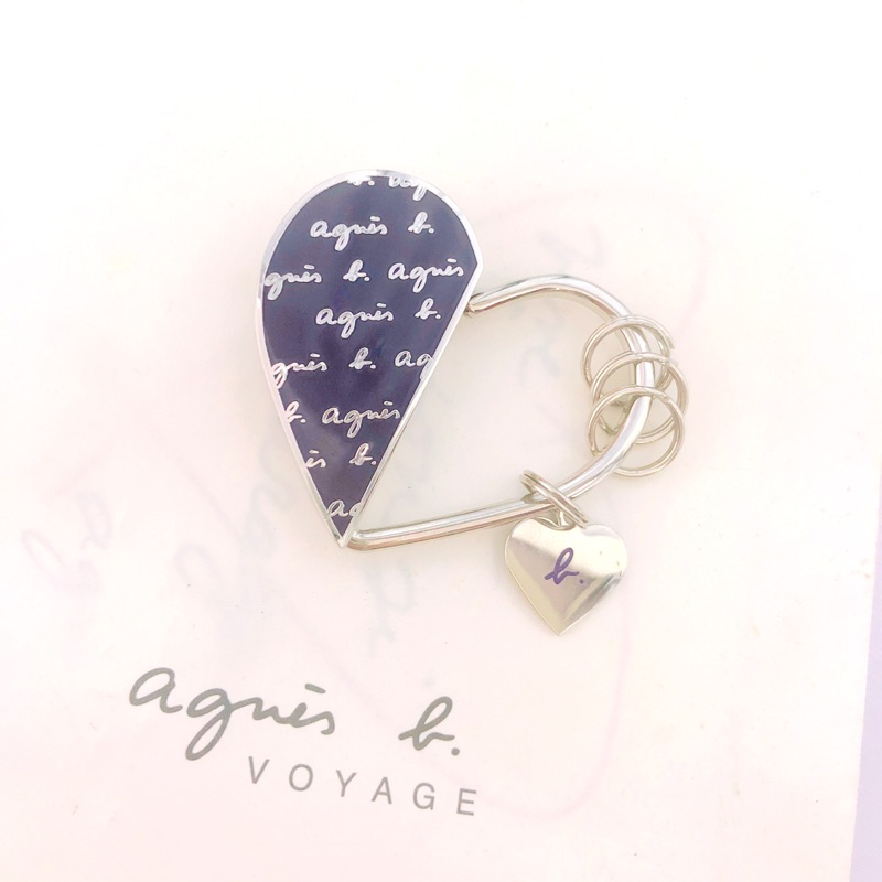 Agnes b. 鑰匙圈 紫色滿版logo 小b