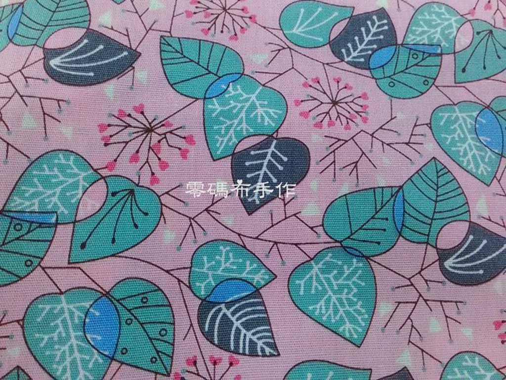 *零碼布手作* 樹木 森林 葉子 葉脈 植物 蒲公英 綠色 藍色 粉紅色 多種尺寸 台灣純棉布 PI426