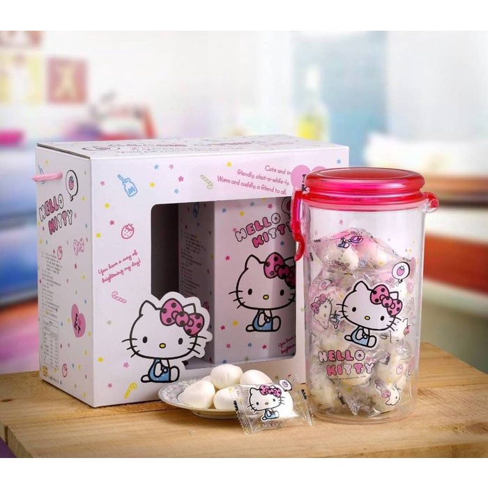 ♥小玫瑰日本精品♥Hello Kitty 草莓棉花糖禮盒 收納罐 置物罐 糖果罐~7