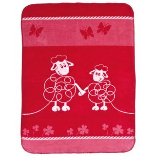 IBENA德國製毛毯 四季空調毯 嬰幼兒午睡毯 紅色綿羊圖案
