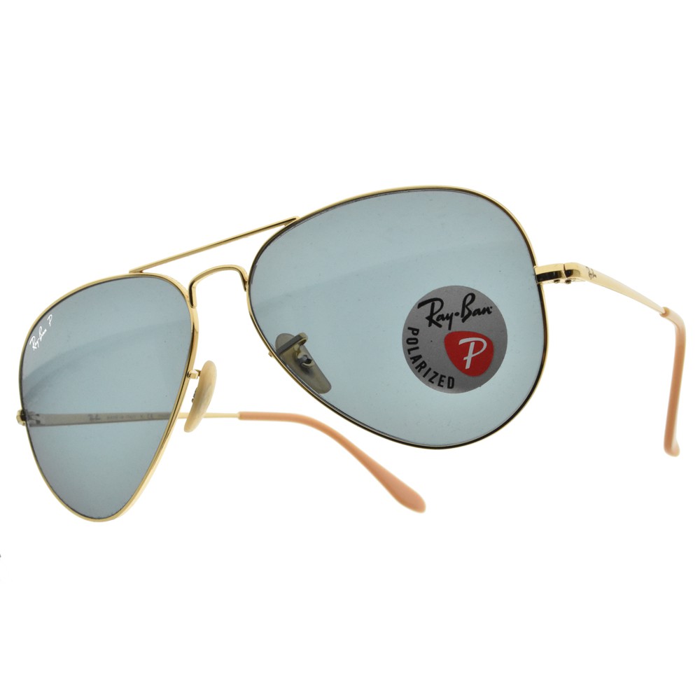 RayBan雷朋 偏光太陽眼鏡 RB3689 9064S2-58mm 百搭雙槓飛官偏光款 墨鏡 -金橘眼鏡