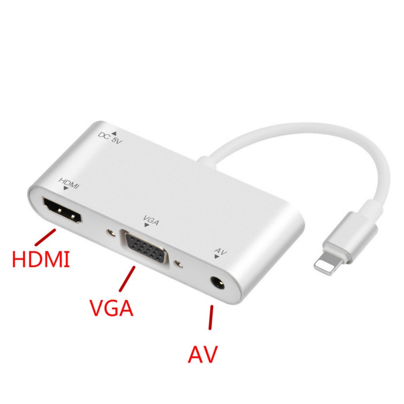 🔥現貨🔥Lightning手機轉接頭Pad/iPhone轉hdmi+vga+AV轉接線 手機連接高清電視投影儀連接線