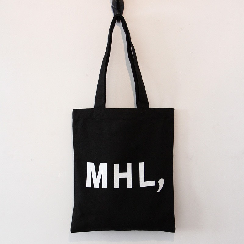『現貨 』新款韓版 MHL, 帆布包單肩包環保袋大學生實用包帆布袋簡約時尚包側背上課包書包