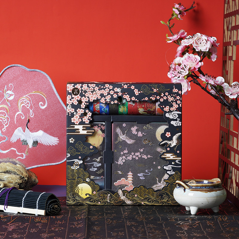 燙金紙膠帶 現貨拾光和紙膠帶禮盒捲燙金手帳膠條文藝復古手賬素材diy裝飾仙鶴彩色印花口紅貼紙小清新少女心創意學生