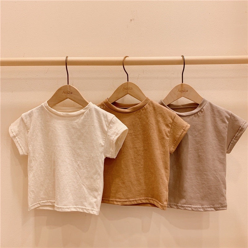 嬰兒 T 卹韓版短袖 ins 童裝純棉嬰兒服裝嬰兒襯衫