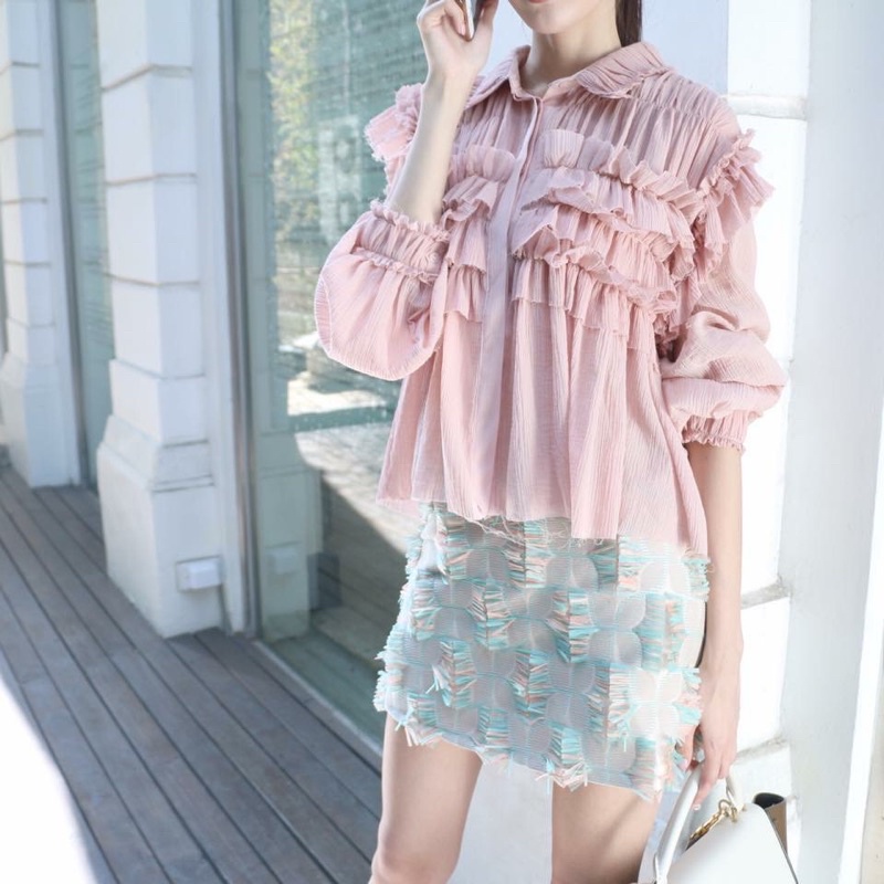 （現貨）正韓 韓國🇰🇷LA NICE 藍粉色造型短裙 lanice