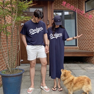 【COUPLE】📢📢一衣一裙2022夏裝新款韓版情侶裝中長款男女寬鬆短袖T恤連衣裙潮
