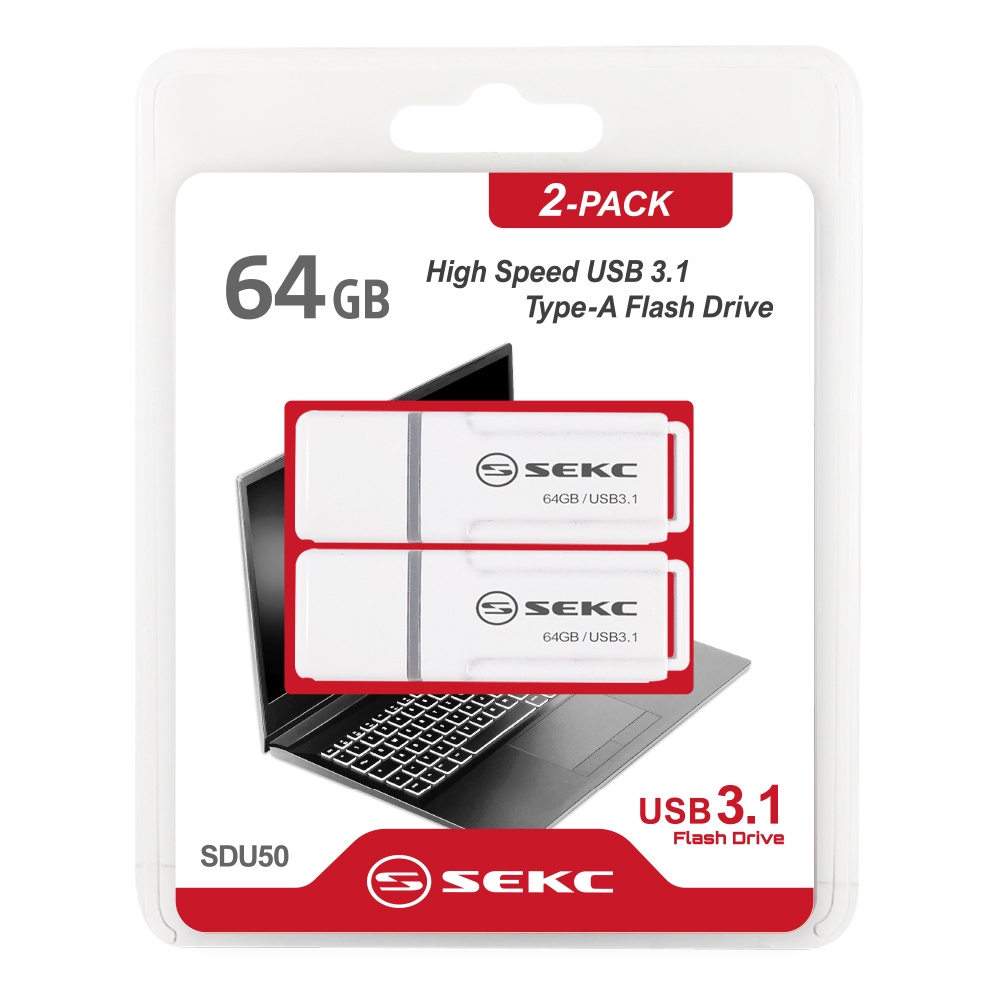 【SEKC】SDU50 USB3.1 64GB 高速隨身碟 經典白 2入包裝