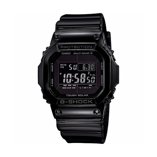 【CASIO G-SHOCK】經典延伸亮面酷黑太陽能電波運動腕錶-黑 GW-M5610BB-1JF