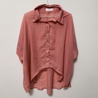 粉橘襯衫、寬袖襯衫、米奇襯衫