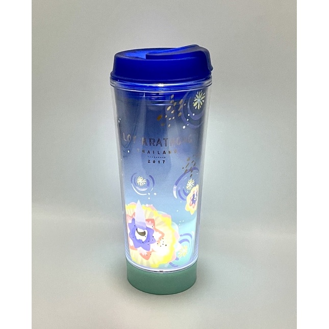 B泰國水燈節星巴克藍色塑膠隨行杯 473ml LED發光款 B2020039