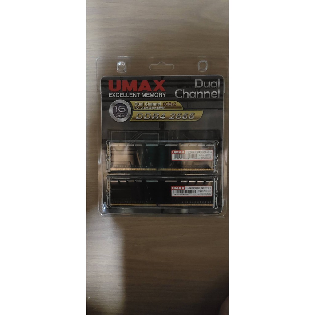 UMAX 16GB（8Gx2) DDR4-2666 原生顆粒(1024*8)含散熱片 雙通道 桌上型記憶體
