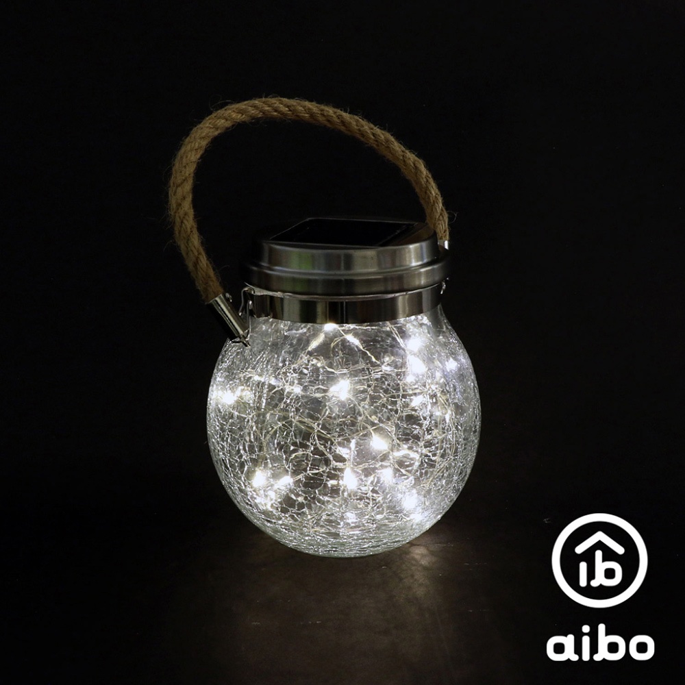 【現貨】太陽能充電 裂紋瓶LED掛燈(暖光/銅線30燈)