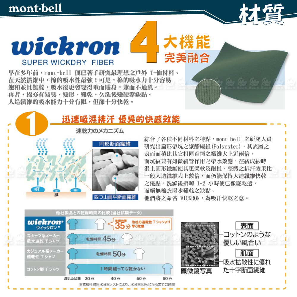 Mont Bell 日本男wickron 蒙塔熊短袖排t 黑 吸濕排汗 抗uv 戶外 蝦皮購物