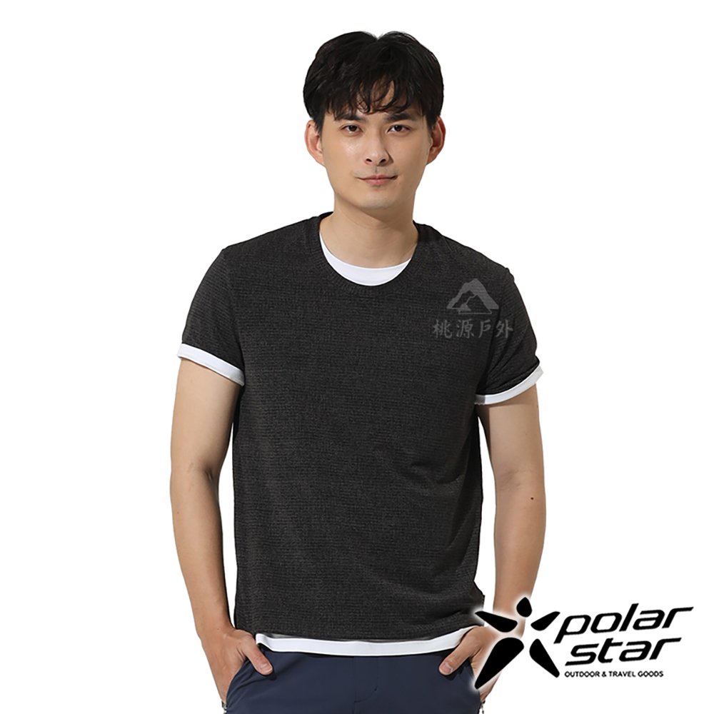 PolarStar 男銀纖維抗菌T恤(條紋)『黑』P22123