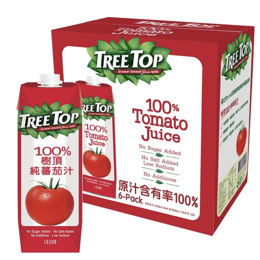 Costco 好市多 Tree Top 樹頂 100% 純番茄汁 1公升 X 6入