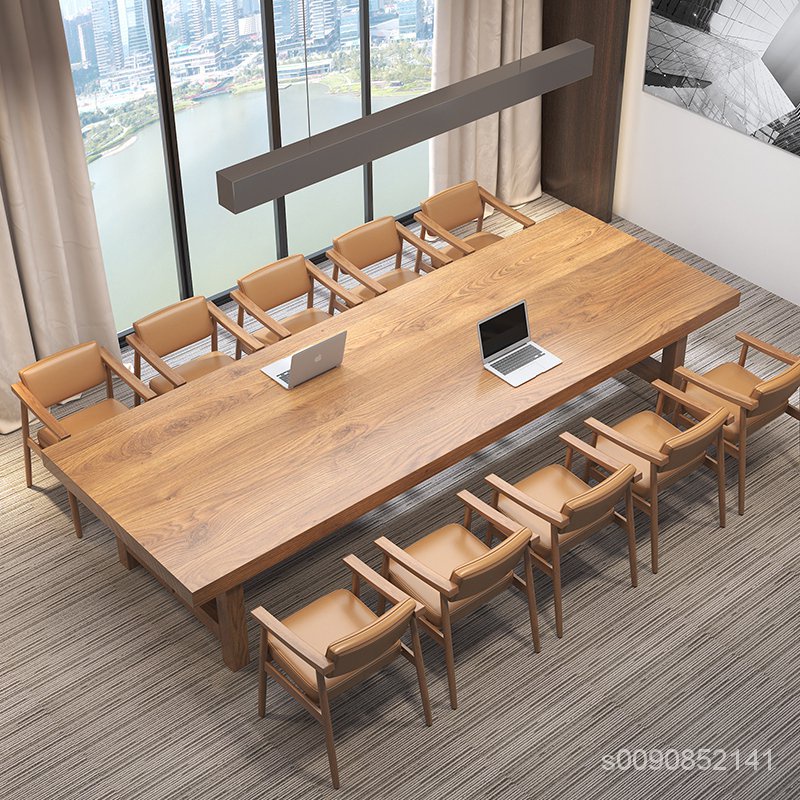 BENNY商城實木大板會議桌辦公室大板桌工作台大桌子長方形 木頭大桌子簡約