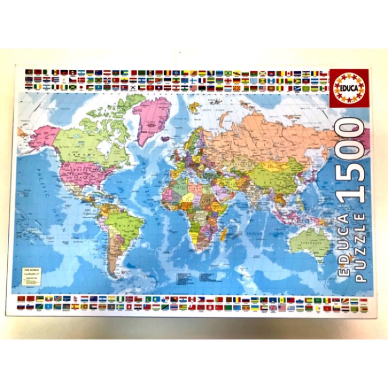 EDUCA Puzzle 世界地圖拼圖/進口拼圖/1500片/無缺片/附膠水