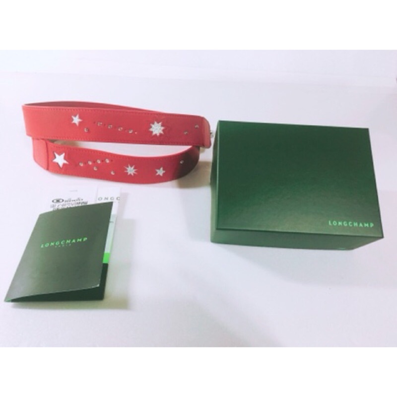 Longchamp 深紅寬小羊皮肩背帶👝👝極新（不含圖片裡包包）