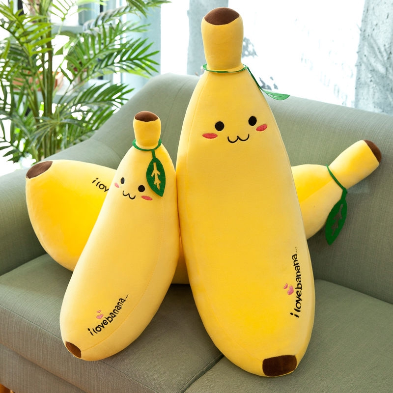 軟香蕉毛絨玩具填充香蕉毛絨公仔枕頭