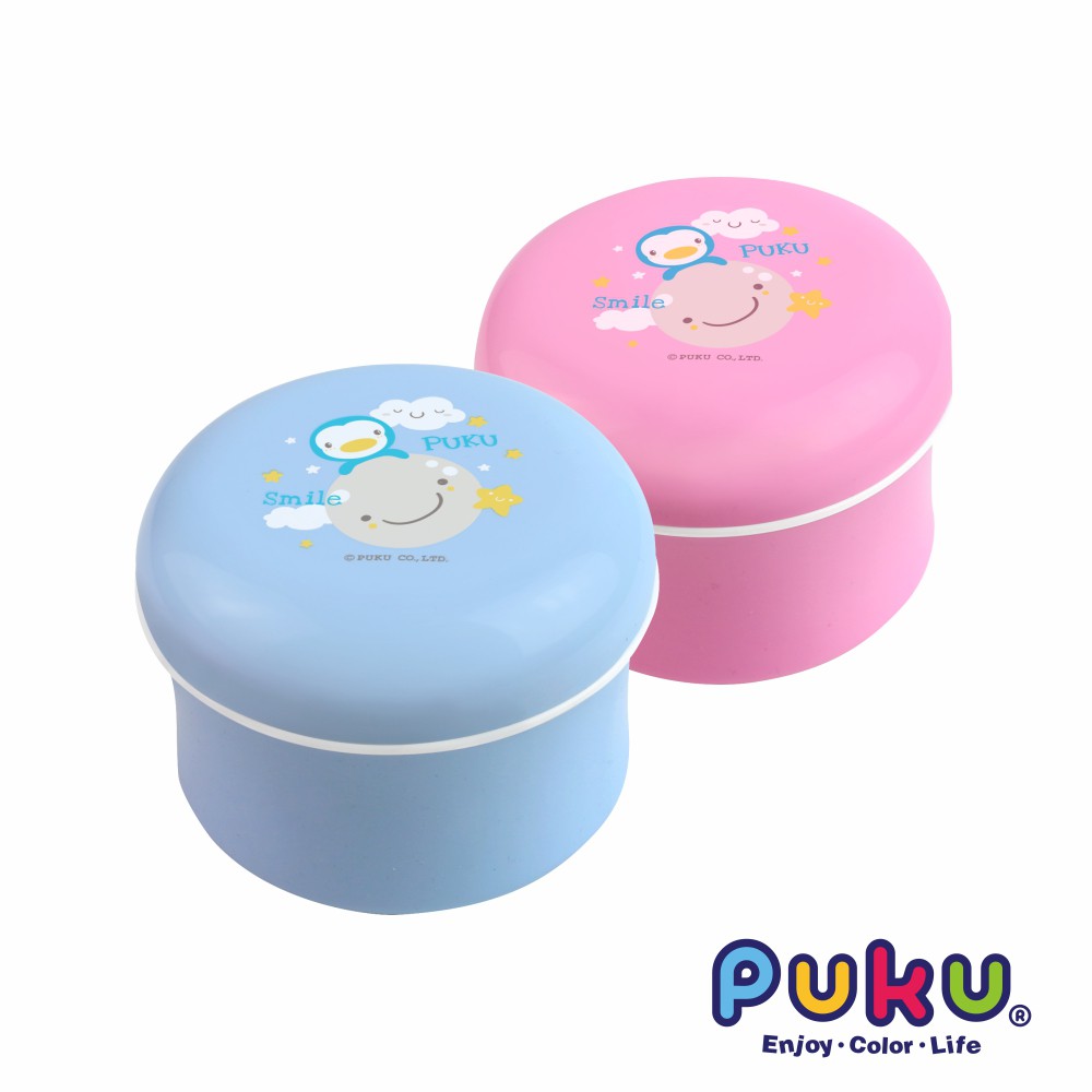 PUKU藍色企鵝 粉樸盒+兔毛粉撲(兩色)