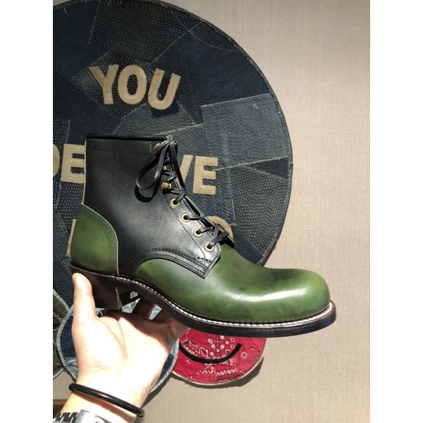日本Gear Leather 雙色六寸綁帶靴 全新日本製 尺寸8-10