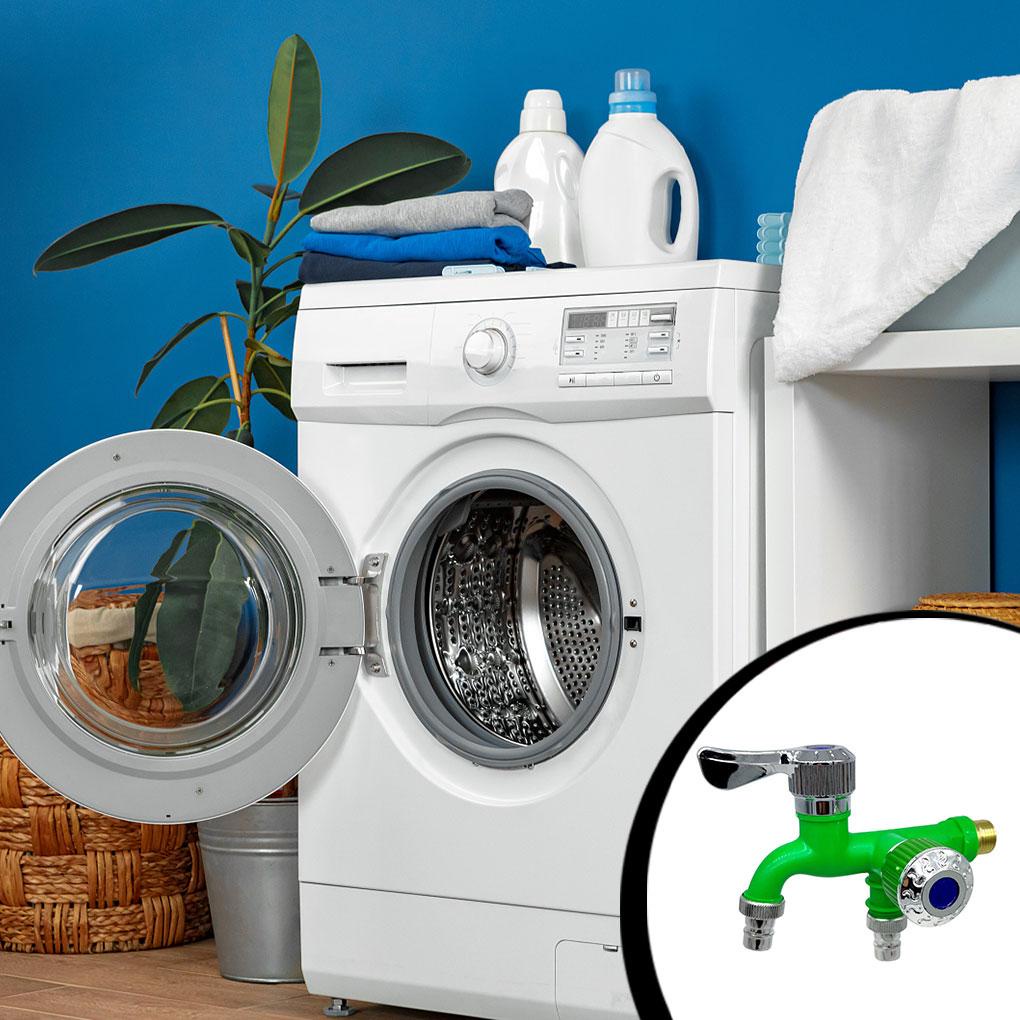 1/2/3洗衣機水龍頭雙出水口1/2英寸花園洗衣機水龍頭耐溫更換水槽面盆分流器