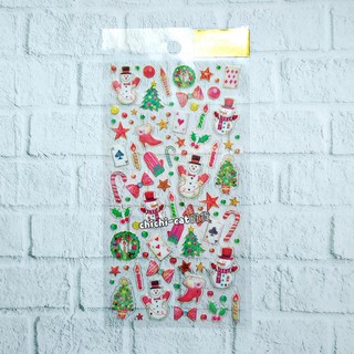 日本 Clothes-Pin 金框半透 聖誕貼紙 XC-52141 雪人與裝飾品