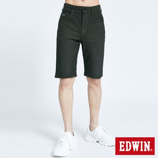 EDWIN 男款 加大碼迦績EJ3透氣寬鬆牛仔短褲(墨綠色)