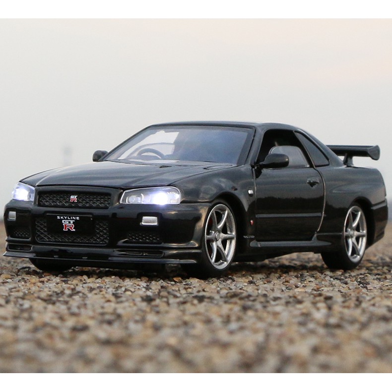 阿莎力1 32 稀有車款日產r34 Gtr Gt R 迴力車合金迴力車頭文字d 1 32 蝦皮購物