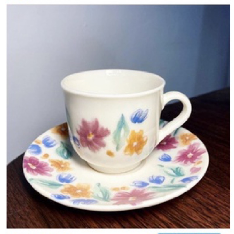 早期法國古董 Arcopal玻璃咖啡杯盤組