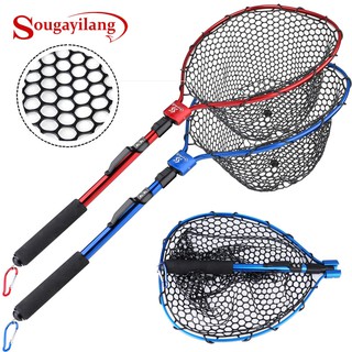 Sougayilang 飛蠅釣網絡抄網鋁合金網藍色紅色網兜折疊撈魚網長度可自由控製網