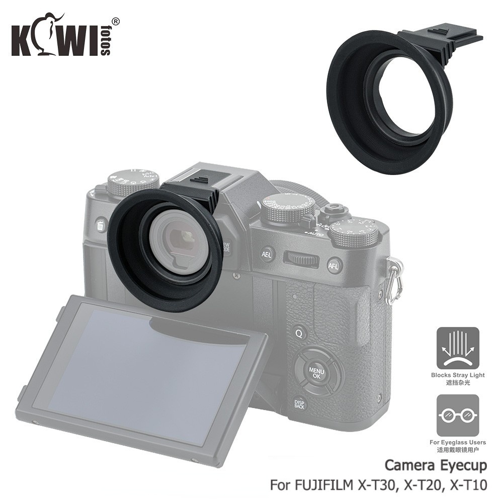 KIWI 2合1熱靴蓋眼罩 富士Fujifilm X-T30 II X-T20 X-T10 相機適用軟硅膠延長型護目罩