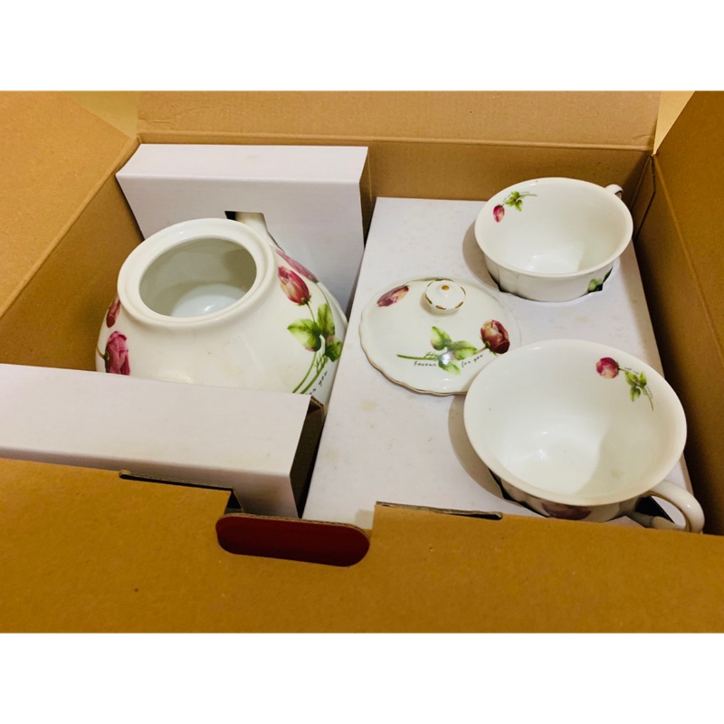出清特賣 全新品 經典下午茶杯壺組 古典玫瑰園 優雅下午茶 花茶杯壺組 精緻茶具 送禮