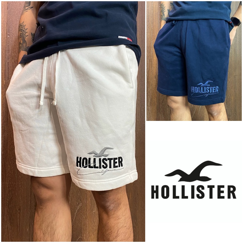 美國百分百【全新真品】Hollister Co. 短棉褲 HCO 短褲 棉褲 休閒短褲 運動 深藍/白色 CE57