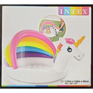 【INTEX】BABY 彩虹獨角獸嬰兒泳池 遮陽泳池 戲水泳池 戲水充氣墊 適用1-3歲 (型號：57113NP)