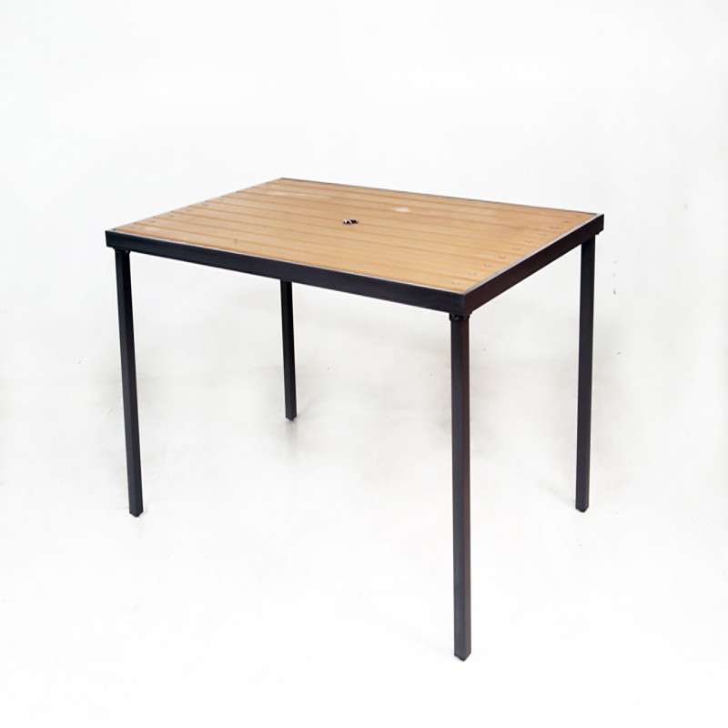 【FU37-4】 鐵製塑木長方桌(咖啡)  S41199