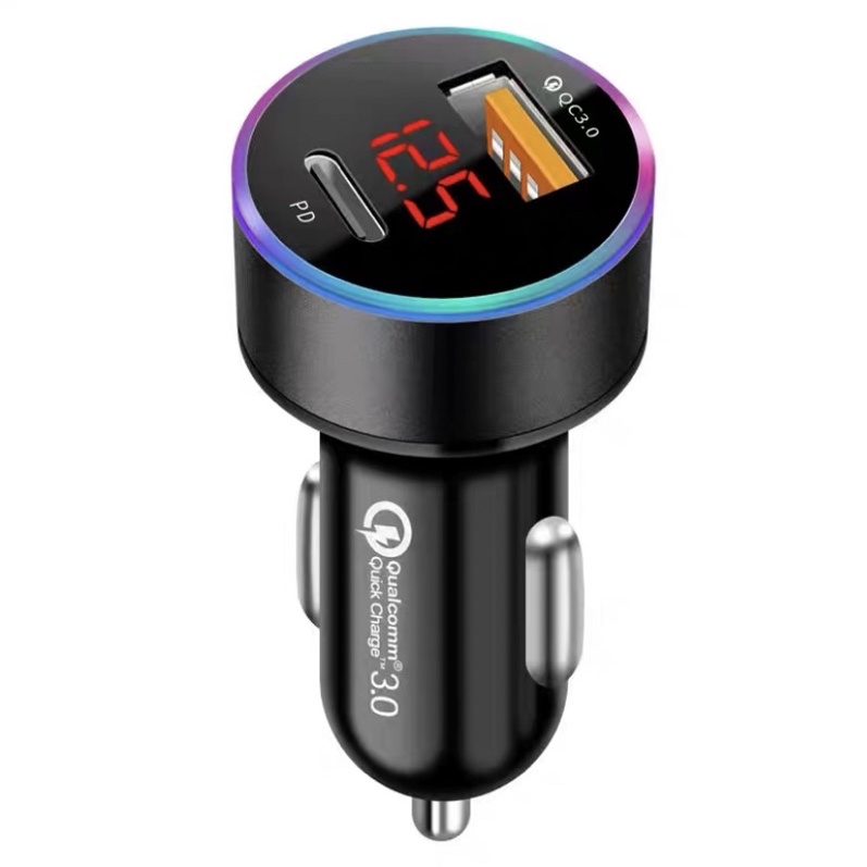 台灣現貨蘋果i13 Qc3 0 充電頭車用充電器usb Pd 快充電壓顯示點煙器iphone 蝦皮購物