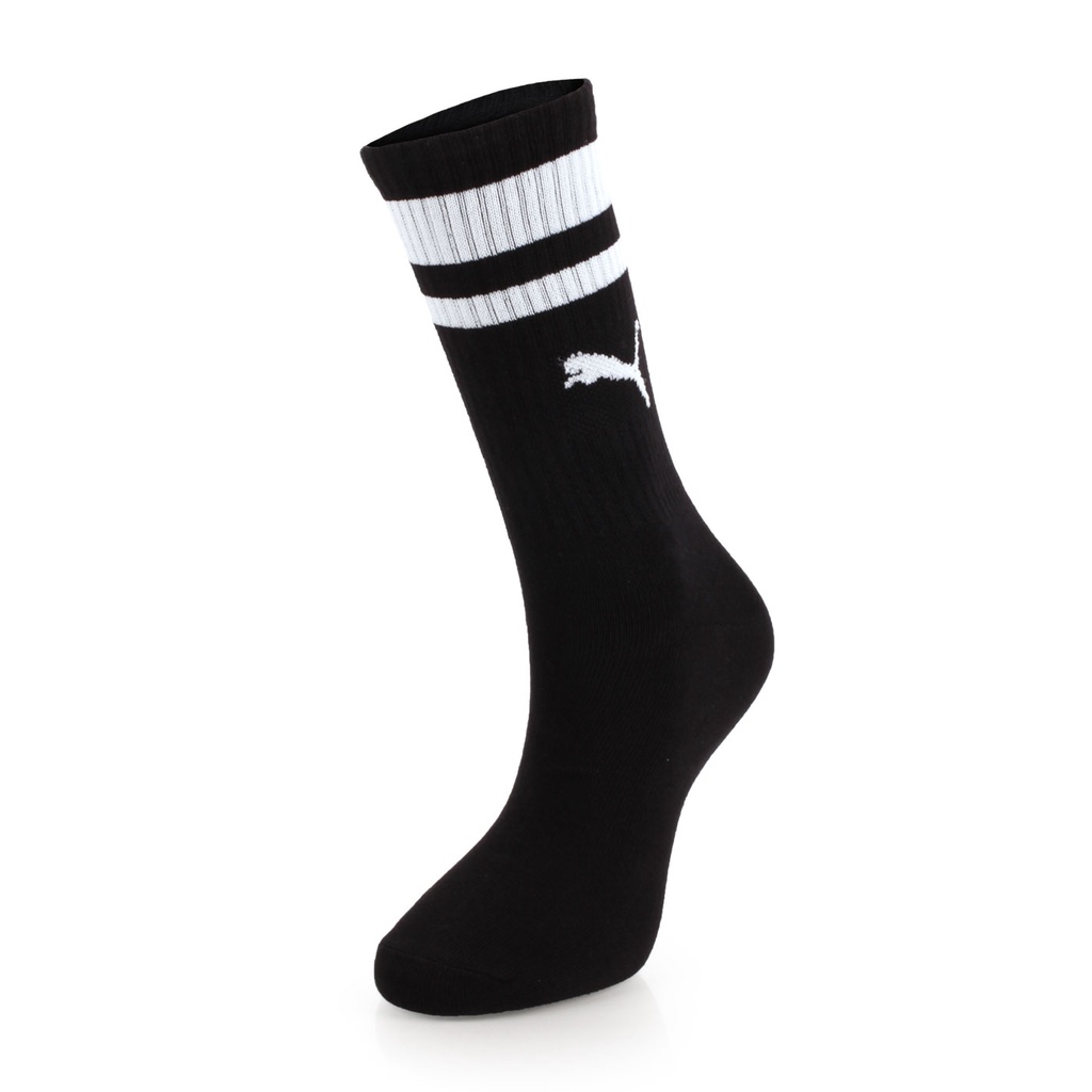PUMA 女Fashion條紋長襪 (一雙入 高筒襪 襪子 足球 籃球 慢跑 黑白