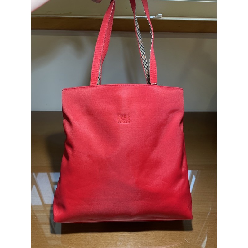DAKS-布料素面紅色附小零錢包手提包