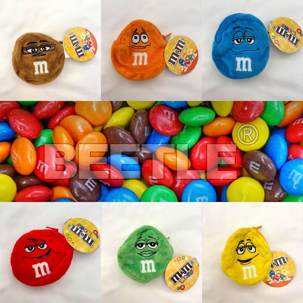 BEETLE M&amp;M'S 巧克力造型 MM 巧克力 小零錢包 COIN PURSE 拉鍊式 絨布 錢包