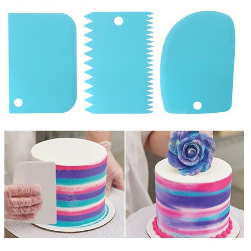 烘焙刮板3件套弧面半圓形奶油蛋糕抹面輕薄透明塑料刮片烘焙工具