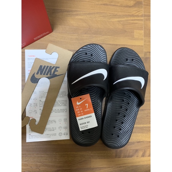 Nike Kawa Shower Slide 防水拖  黑底白勾 832528-001