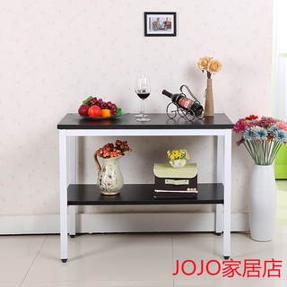 鋼木桌 廚房切菜桌 操作臺 雙層三層桌儲物鋼木餐桌簡易長桌~JOJO家居店