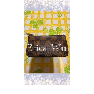 LV N62658 85%新 真品 法國製 咖啡色棋盤格 拉鍊零錢包 鑰匙包