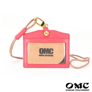 【OMC】職人通用義大利植鞣革橫式牛皮證件套悠遊卡套(胭脂粉)