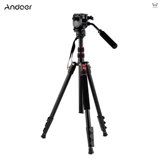 Andoer 便攜鋁合金單眼相機三腳架 200cm/78.7inch 4節伸縮 承重8KG 可拆獨腳架 帶3維 TOMO